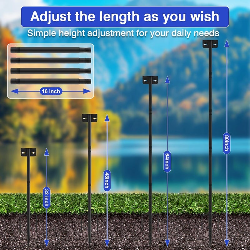 AHRLHR 80 Inch Adjustable Bird Feeder Pole,Bird House Pole Suitable for Feeders & Birdhouse,Weather Station,Heavy-Duty Rustproof Design,Enhance Outdoor Decor & Birdwatching Experience - Image 5